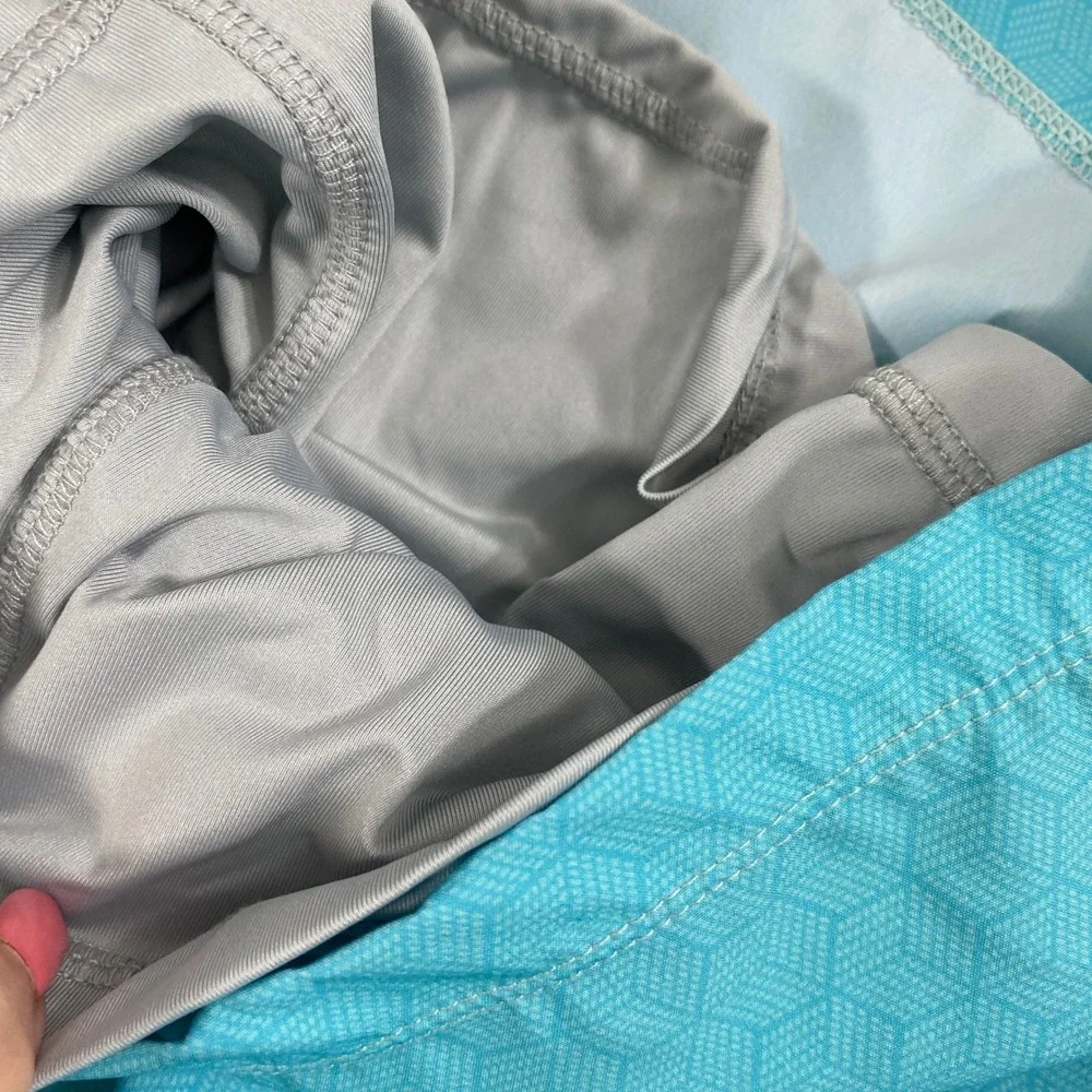 SSCO‎ Swim Shorts Mens 2X Turquoise Geometric Honeycomb 5.5